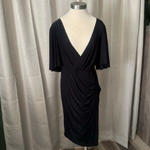 ABS Allen Schwartz Elegant Black V-Neck Dress